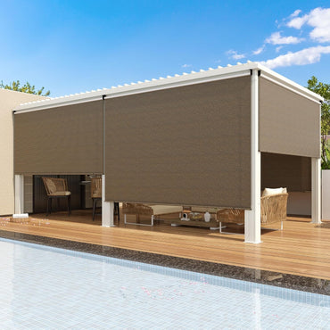 YODOLLA Outdoor UV Protection 6'(W) x 6'(H) Roller Shade, Mocha