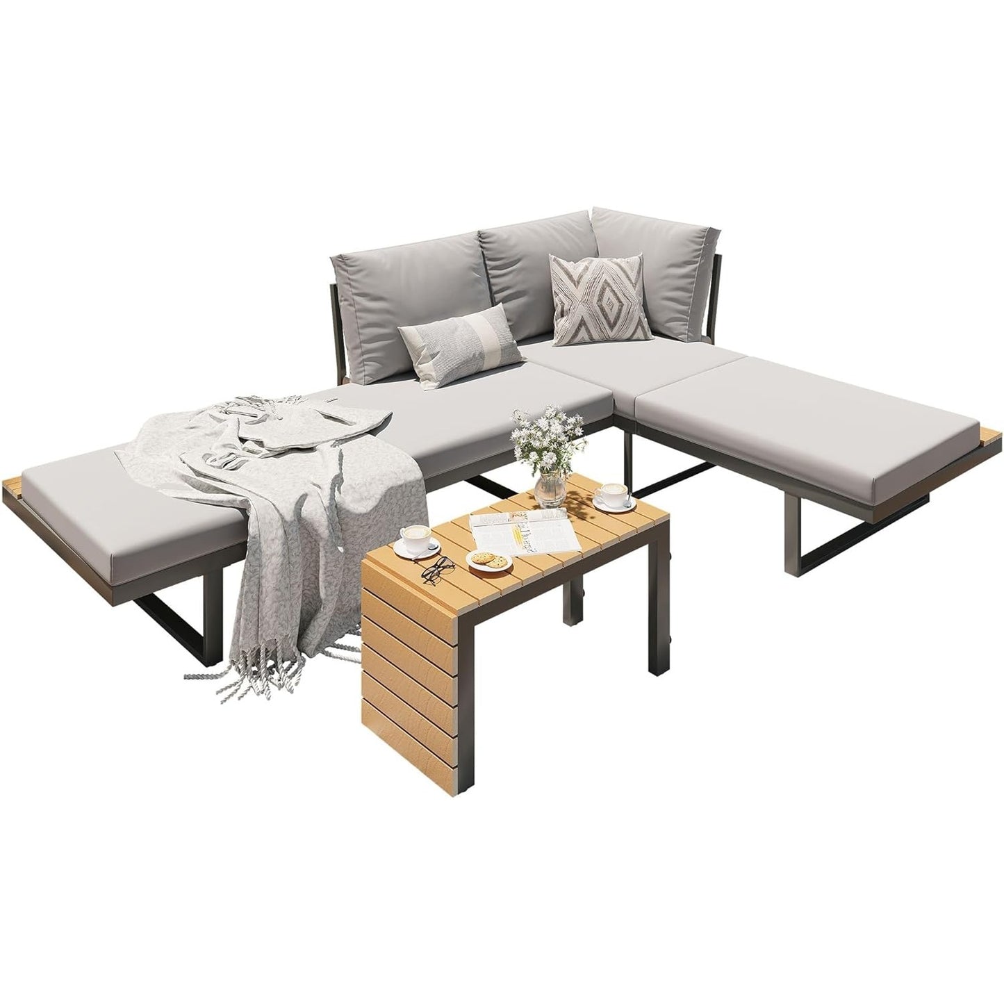 YODOLLA 4 Piece Metal Patio Furniture Set
