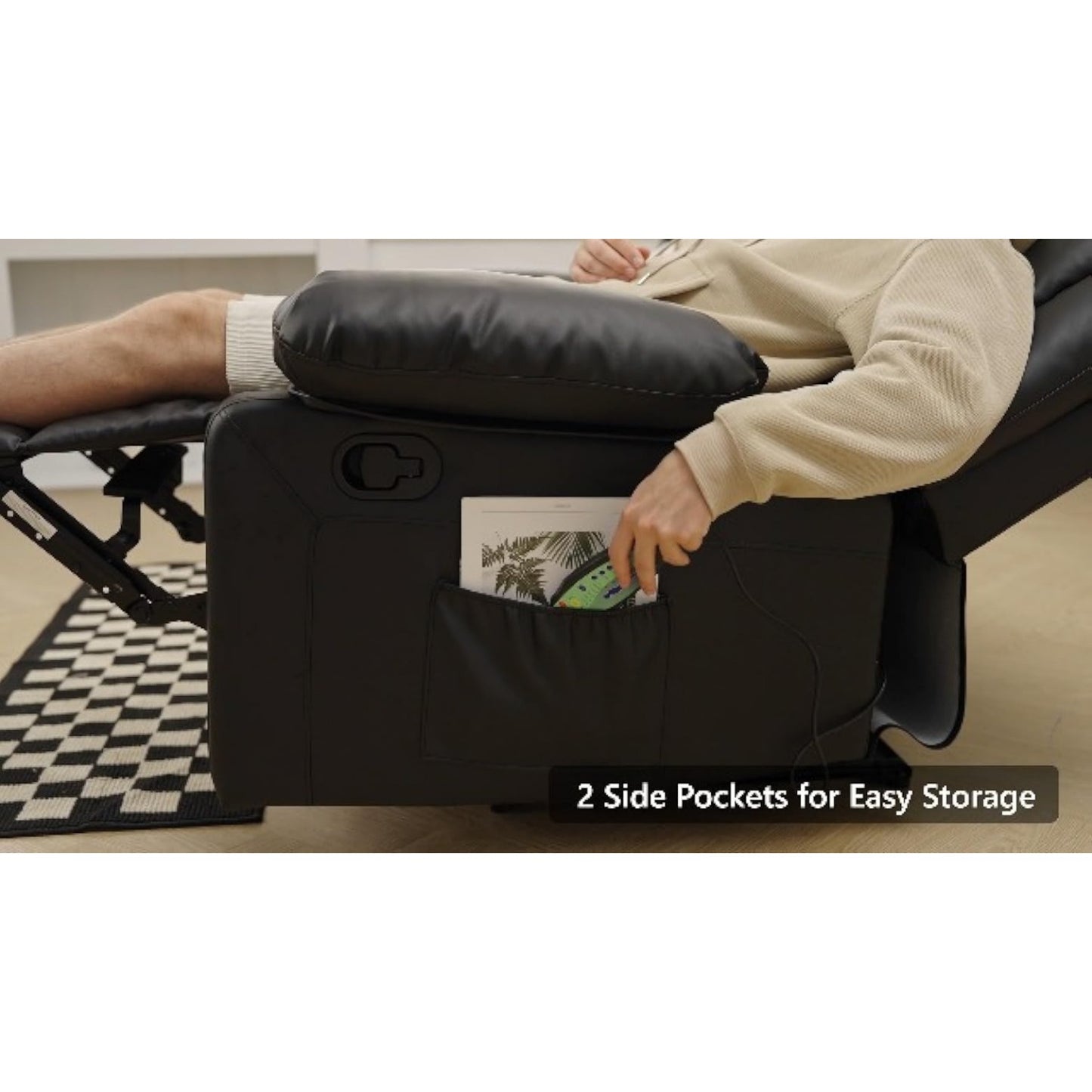 YODOLLA Reclining Sofa 3-Seater Couch, Brown