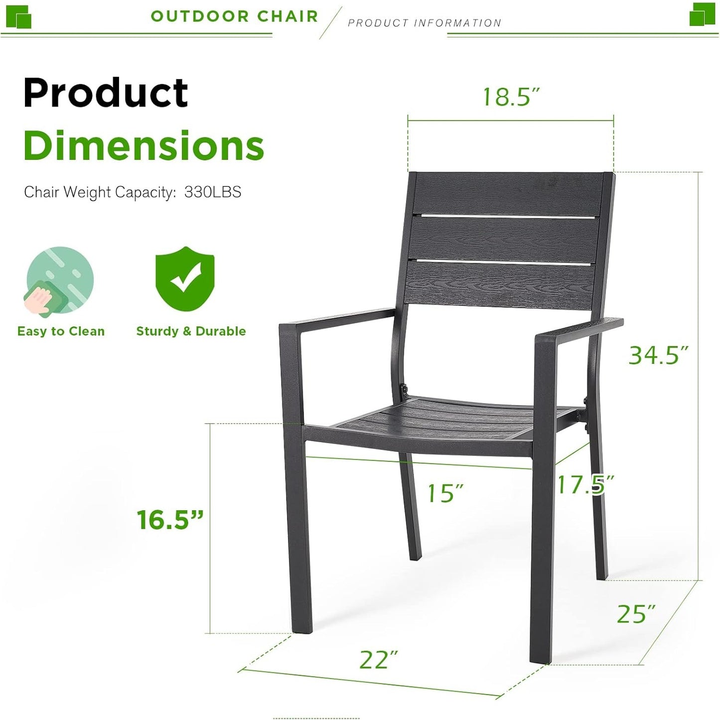 YODOLLA 4 Pieces Outdoor Dining Chairs