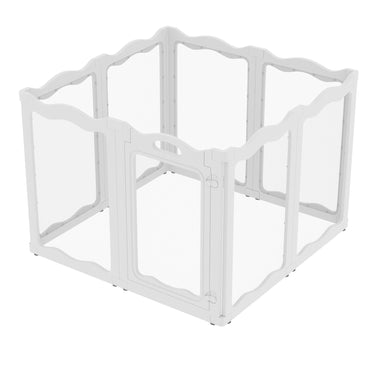 YODOLLA Clear Acrylic Dog Playpen Indoor, 30" H, 8 Panels, White