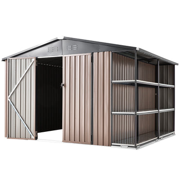 YODOLLA 10x8 Metal Storage Shed with Rack