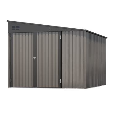YODOLLA 8x10 Lean-to Shed, Outdoor Storage Shed, Gray