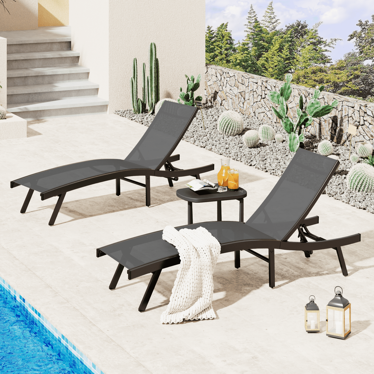 YODOLLA Outdoor Chaise Lounge, All Weather Pool Lounge Chairs Ergonomic Design