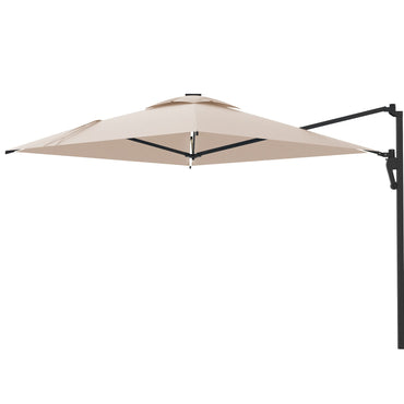 YODOLLA 10ft Solar LED Cantilever Patio Umbrella, Rectangular Wall Mounted Outdoor Large Offset Umbrellas