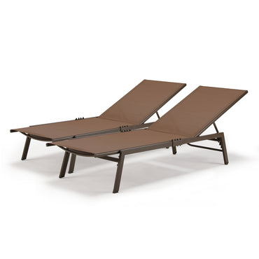 YODOLLA 2 PCS Curved Design Pool Lounge Chairs, Brown