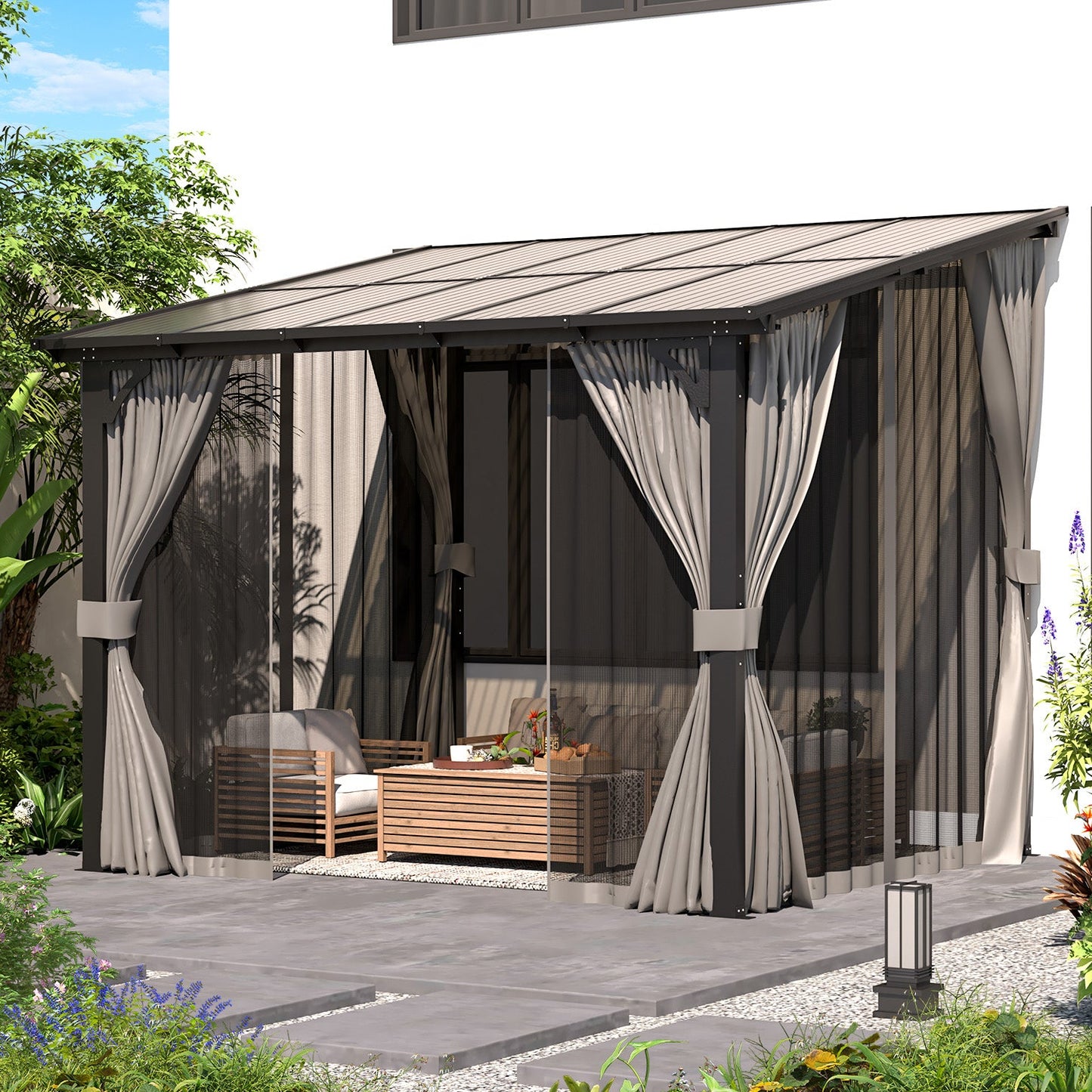 YODOLLA 10x8 Small Wall-Mounted Lean to Pergola