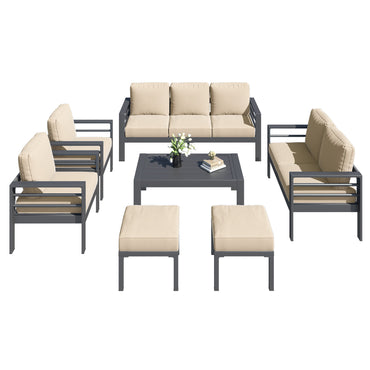 YODOLLA 7-Piece Patio Set, Beige Cushions