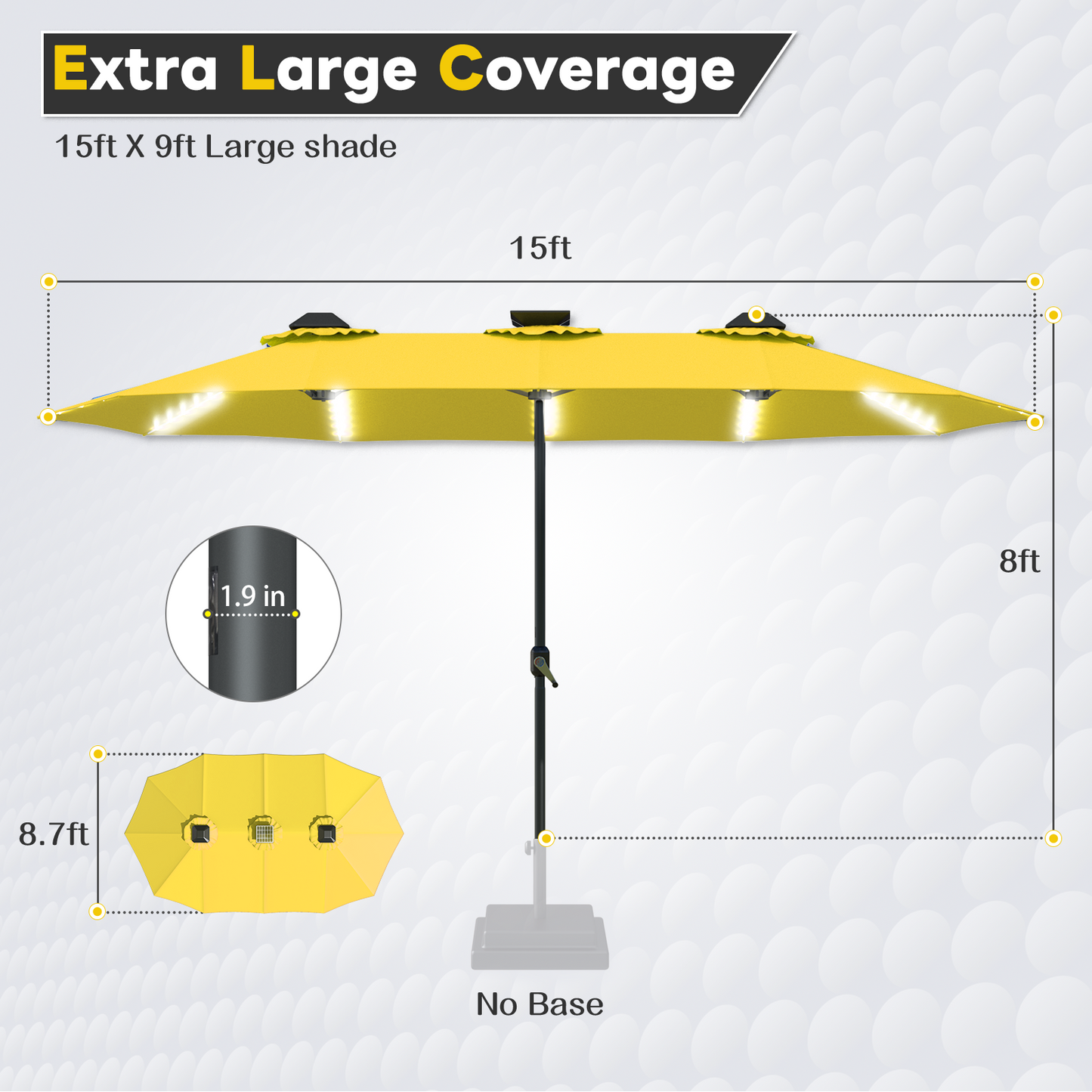 YODOLLA 15ft patio umbrella spacious and durable