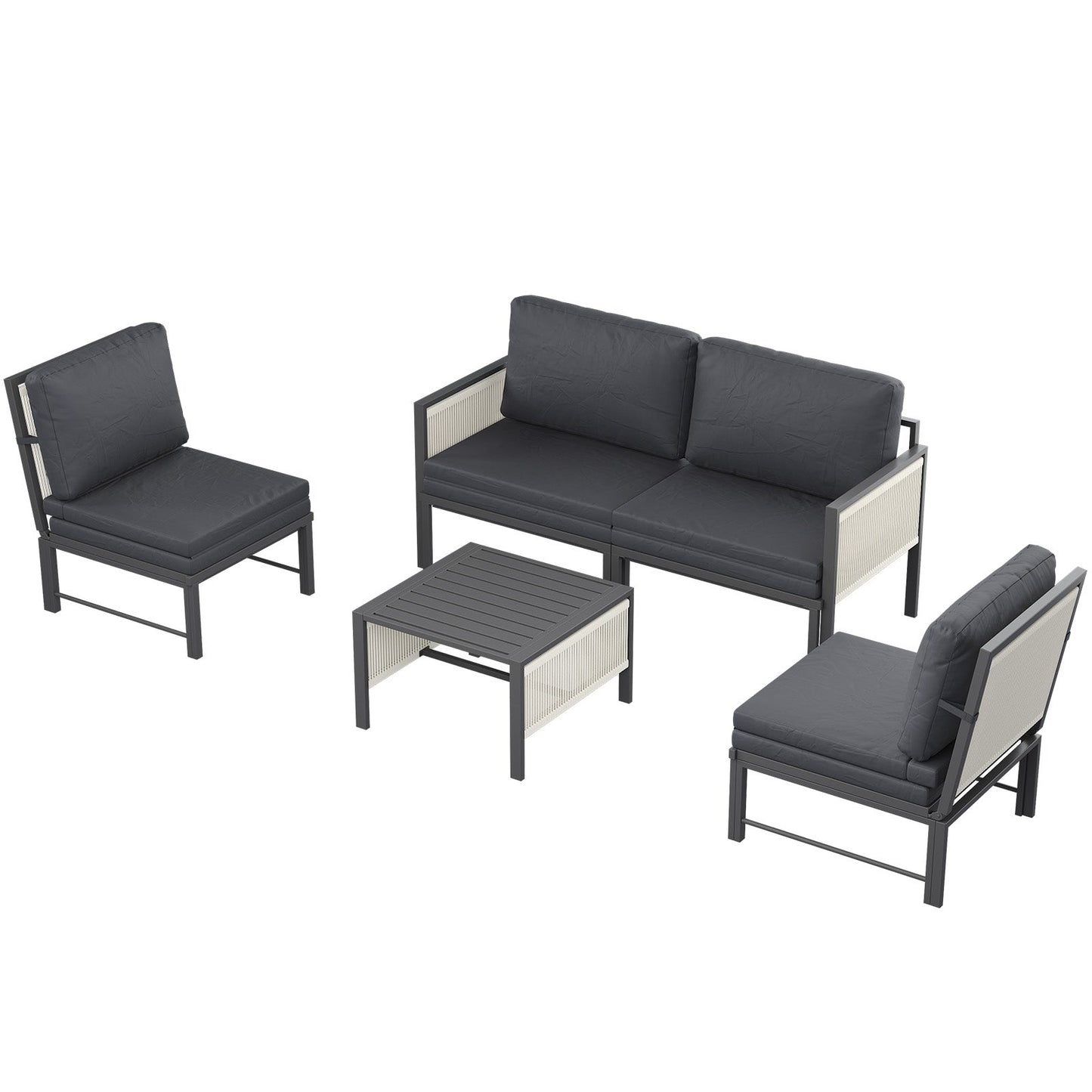 YODOLLA Aluminum Patio Furniture Set 5/4 Seats Outdoor Sectional Couch