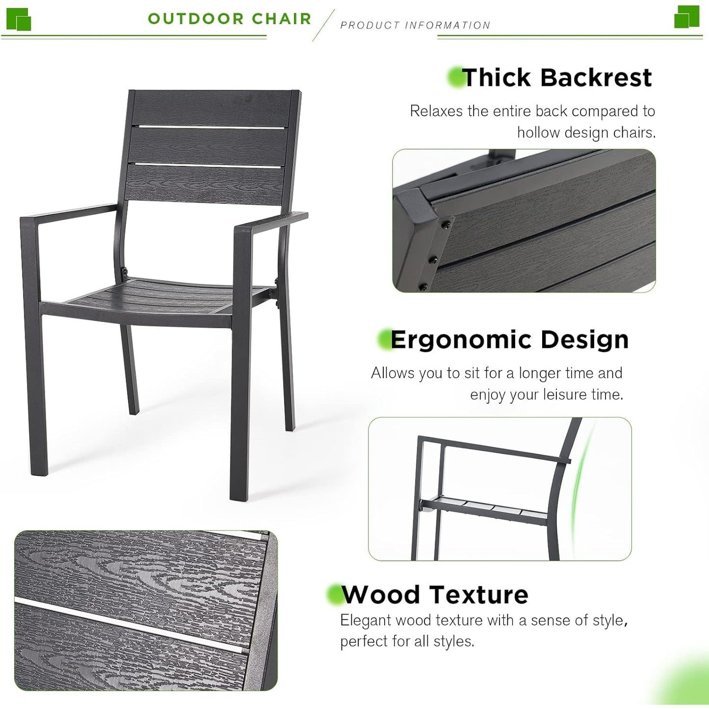 YODOLLA 4 Pieces Outdoor Dining Chairs