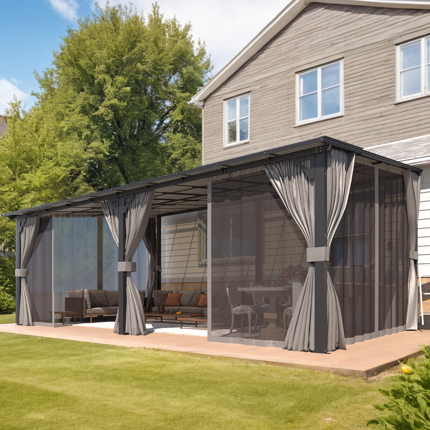 YODOLLA 20x12 Gazebo with Curtains