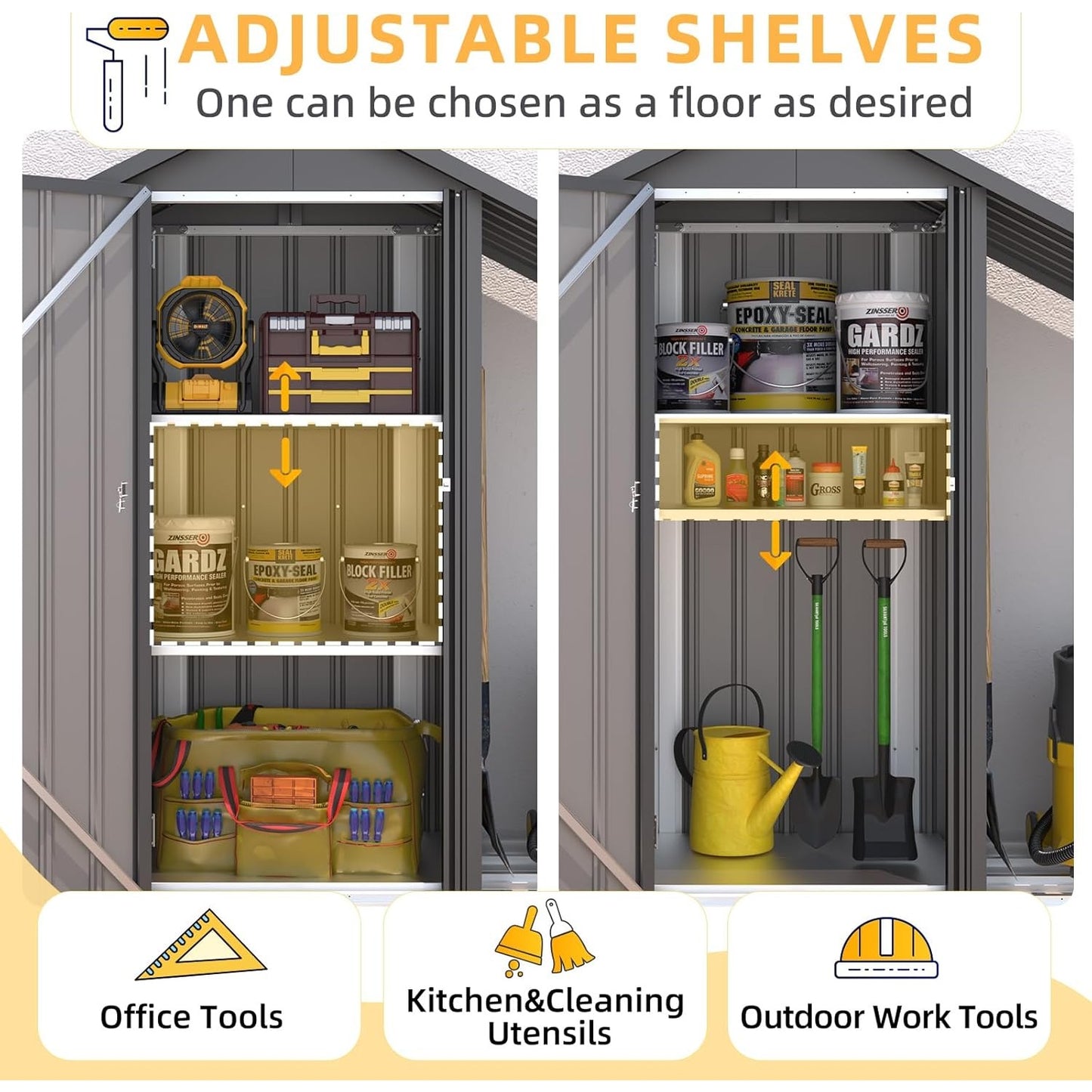 YODOLLA Waterproof Storage Cabinet with Shelves and Lean to Open-Sided Firewood Racks