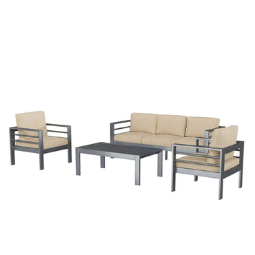 YODOLLA Aluminum Patio Furniture Set, 5 Seats with Coffee Table