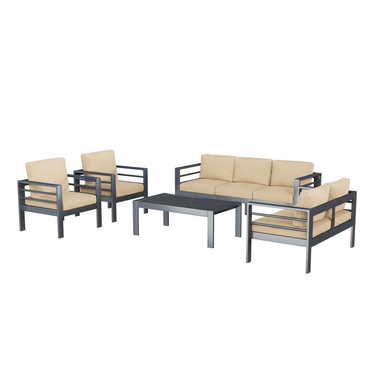YODOLLA Aluminum Patio Furniture Set, 7 Seats with Coffee Table
