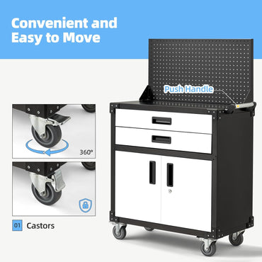 YODOLLA Rolling Tool Chest with Wheels 2 Drawers, White Door