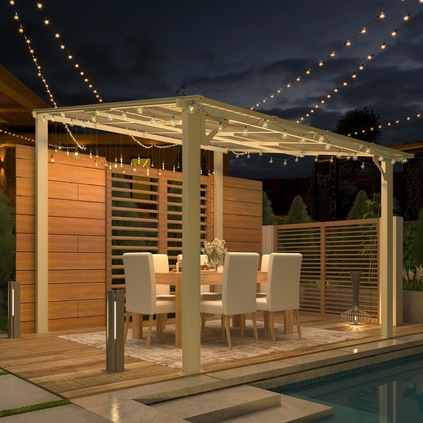 YODOLLA 8' x 8' Lean to Gazebo Pergola for Patio, White