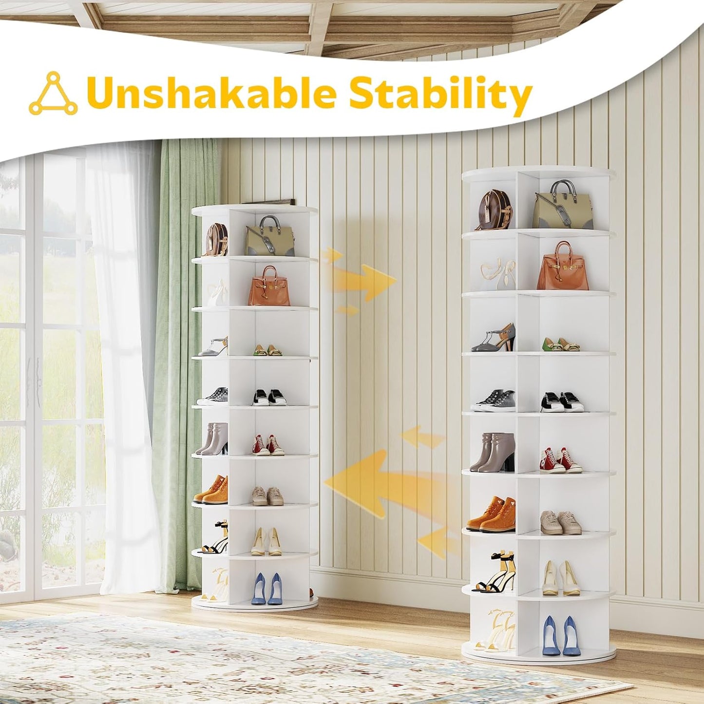 YODOLLA 8 Tier Rotating Shoe Rack, Shoe Tower Organizer