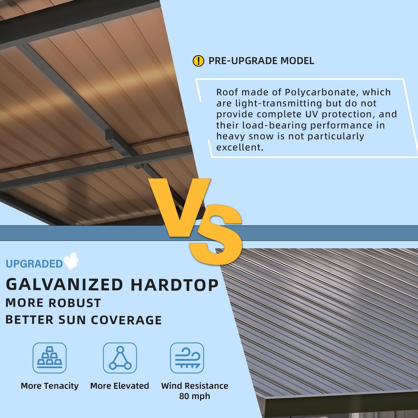 YODOLLA 10' x 10' Outdoor Pergola Hardtop Gazebo, Dark Grey