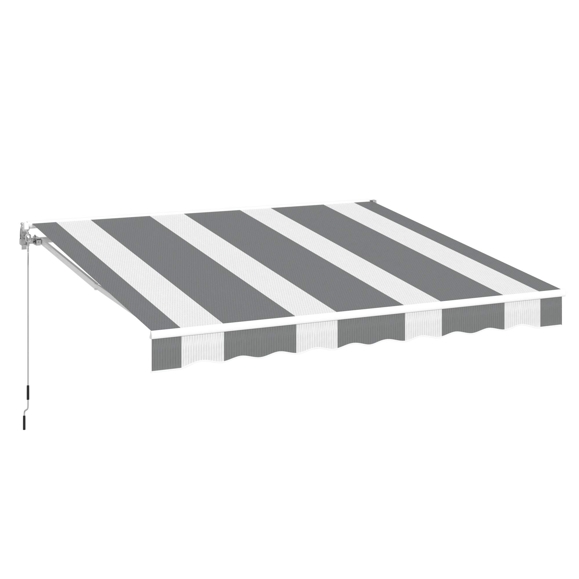 YODOLLA 10x8 retractable patio awning, gray stripes.