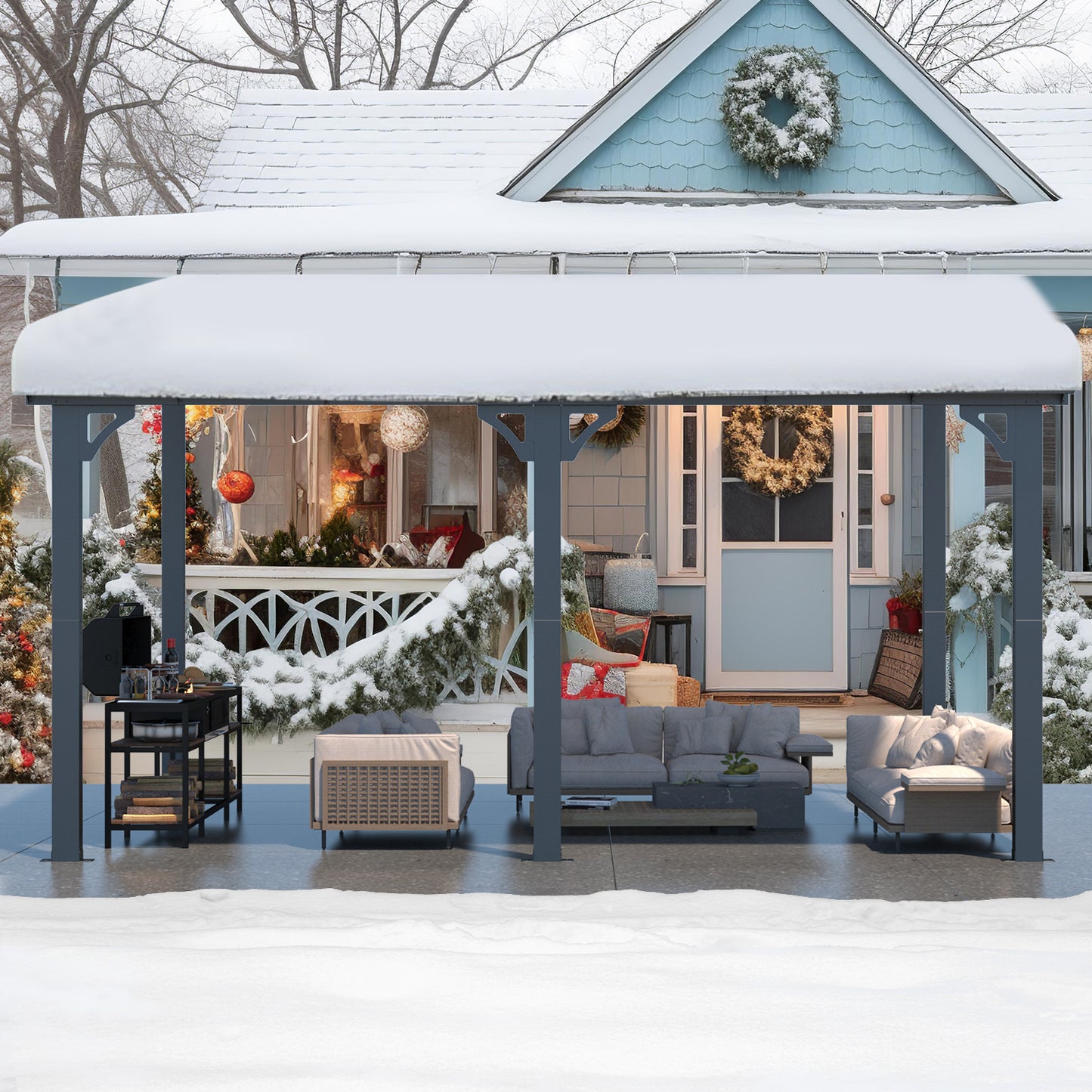 YODOLLA 8x14 Black Hardtop Gazebo