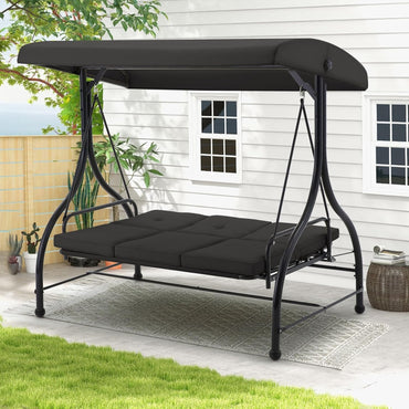 YODOLLA Black Patio Swing with Canopy