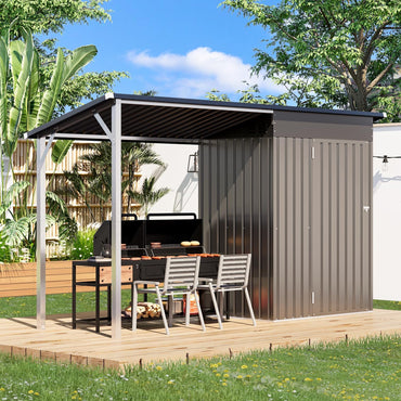 YODOLLA Outdoor Open-Sided Storage Shed, 3x5 Sheds with 15 Sq. Ft Covered