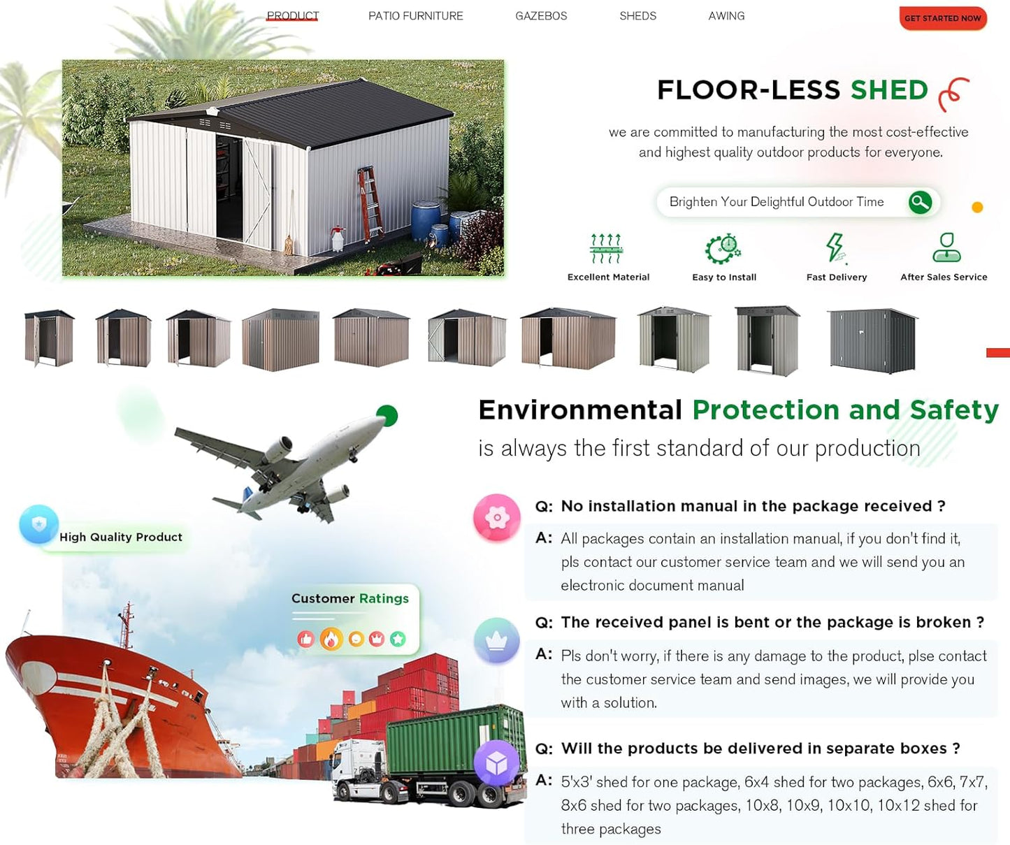 YODOLLA Shed 12' x 12' Storage Shed, White