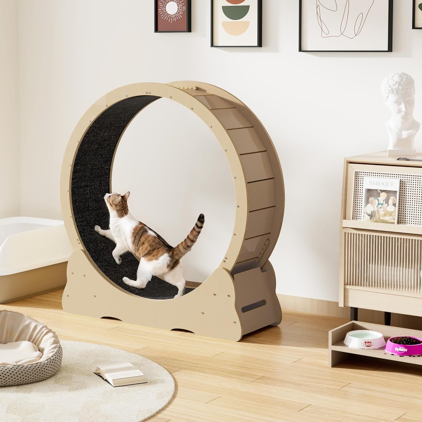 YODOLLA 39.3” Cat Wheel for Indoor Cats, Natural