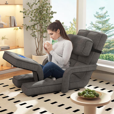 YODOLLA Folding Floor Chair, Small Sofa with Adjustable Backrest and Footrest