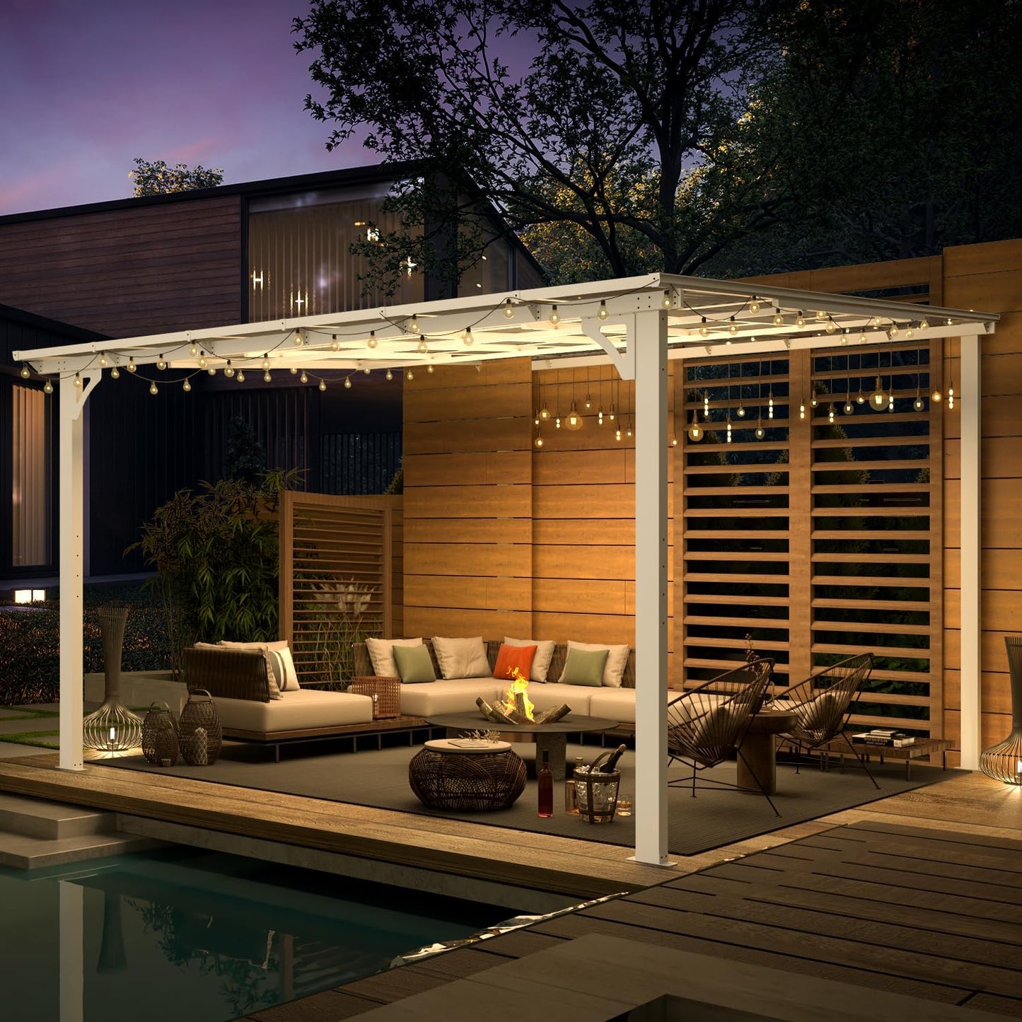 YODOLLA White Lean To Gazebo, 12x12