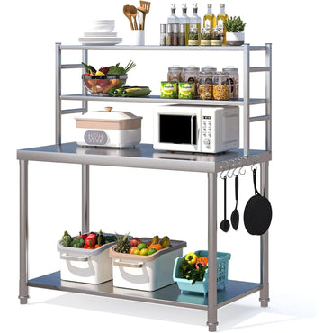 YODOLLA 48"x24" Stainless Steel Table with Overshelves