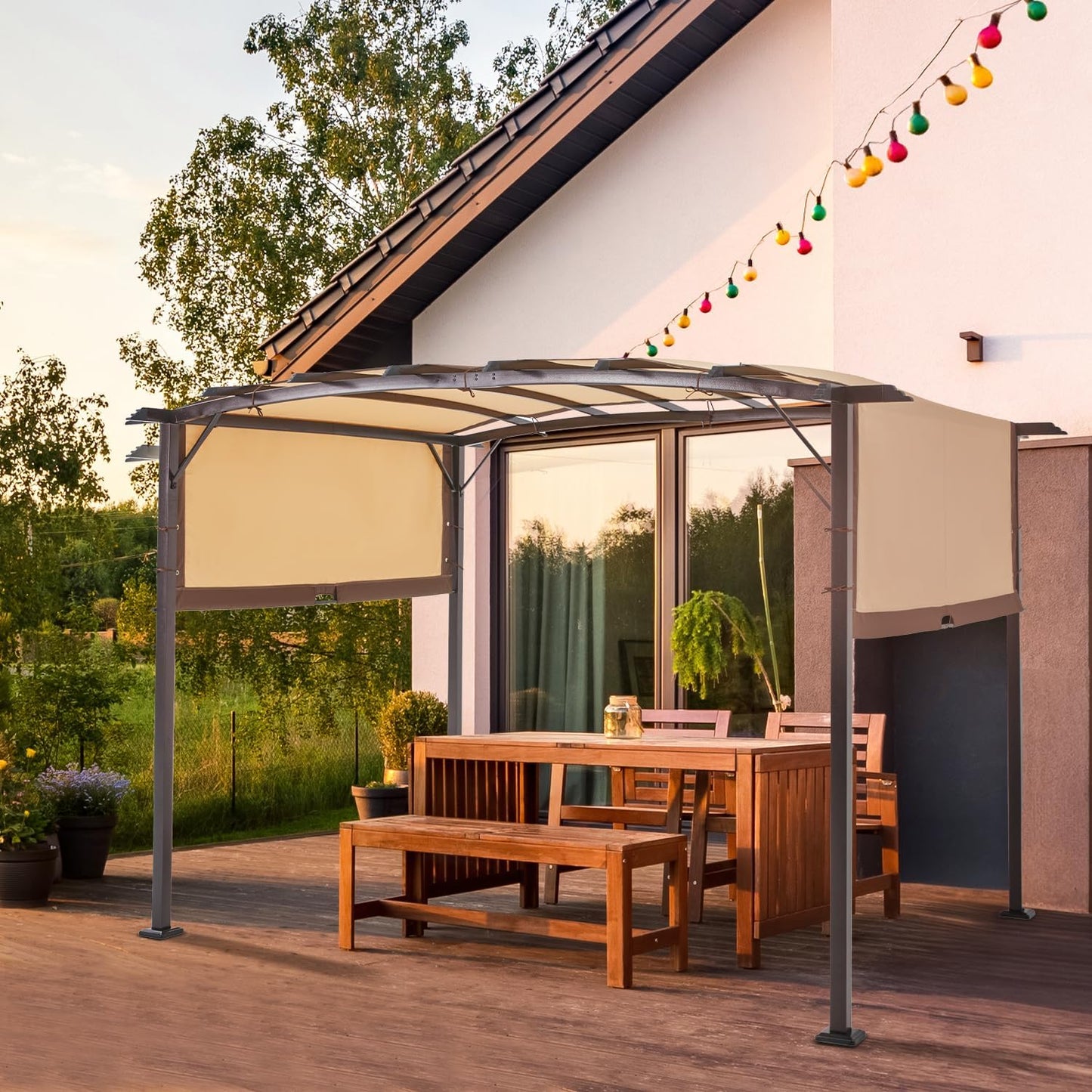 YODOLLA beige outdoor pergola.