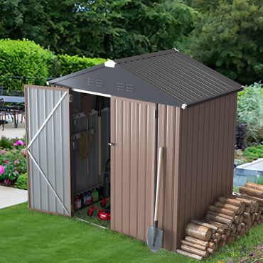YODOLLA Shed 6' x 4' Storage Shed, Metal Sheds & Outdoor Storage, Grey