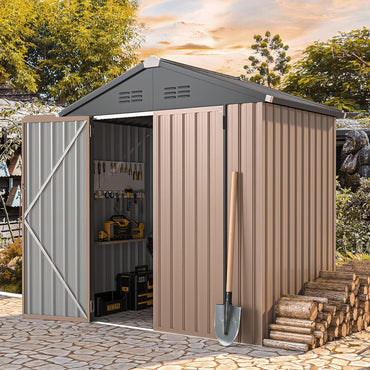 YODOLLA Shed 6' x 4' Storage Shed, Metal Sheds & Outdoor Storage, Grey