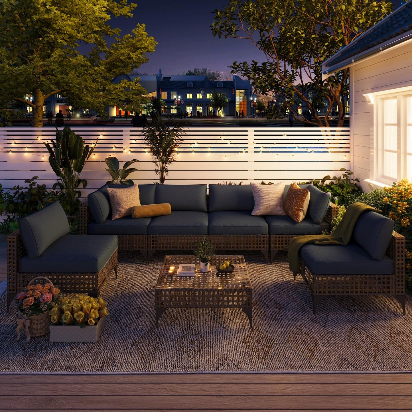 YODOLLA patio sectional sofa with cushions