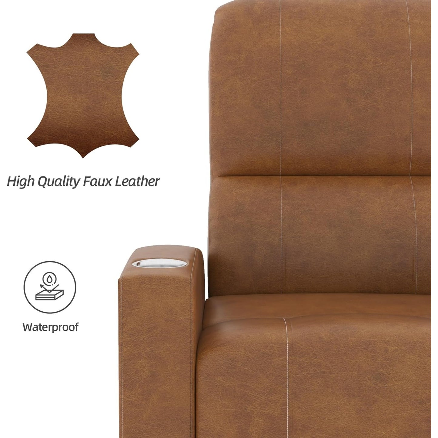 YODOLLA Recliner Sofa Chair, Faux Leather Brown