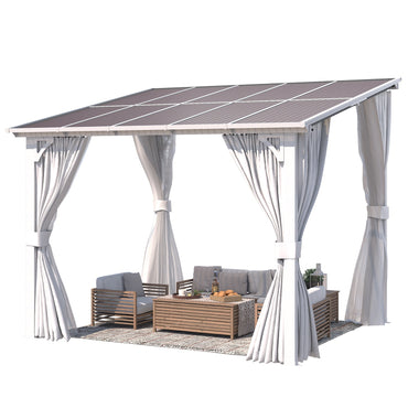 YODOLLA 10'x8' Outdoor Lean to Gazebo Pergola with Curtain and Netting for Patio, White
