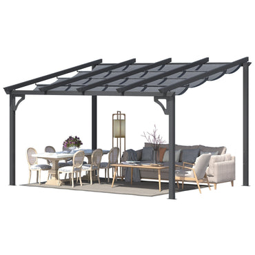 YODOLLA 14' x 10' Gazebo for Patio, Retractable Pergola with Adjustable Sun Shade Canopy Roof