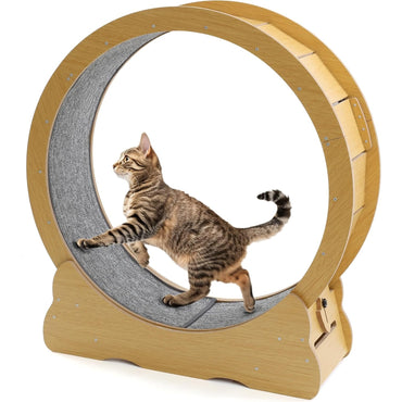 YODOLLA 35.8'' Cat Wheel Large Quiet Cat Treadmill, Natural