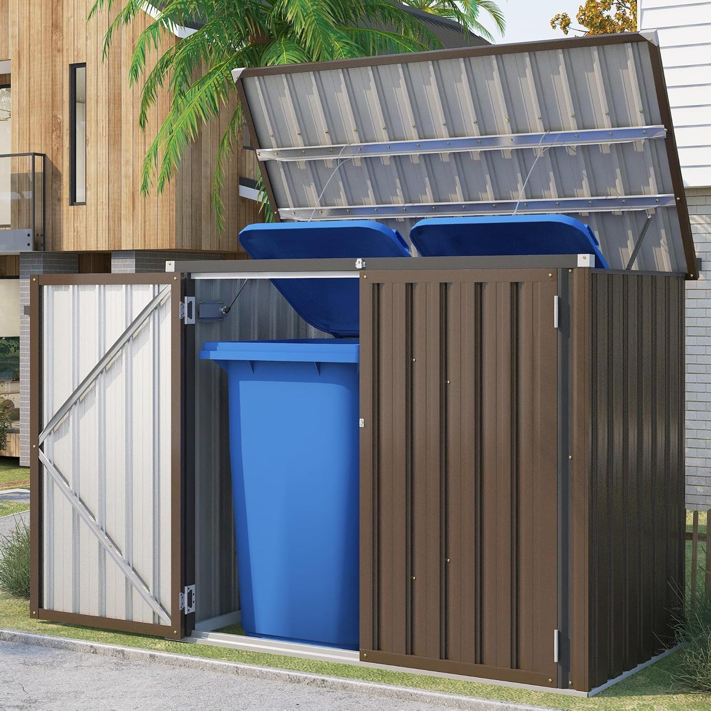YODOLLA 46 Cu.Ft Outdoor Horizontal Storage Shed, Brown