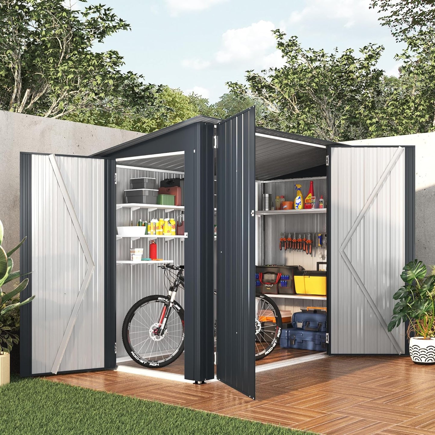 YODOLLA Outdoor Storage Cabinet, 7x4 Horizontal