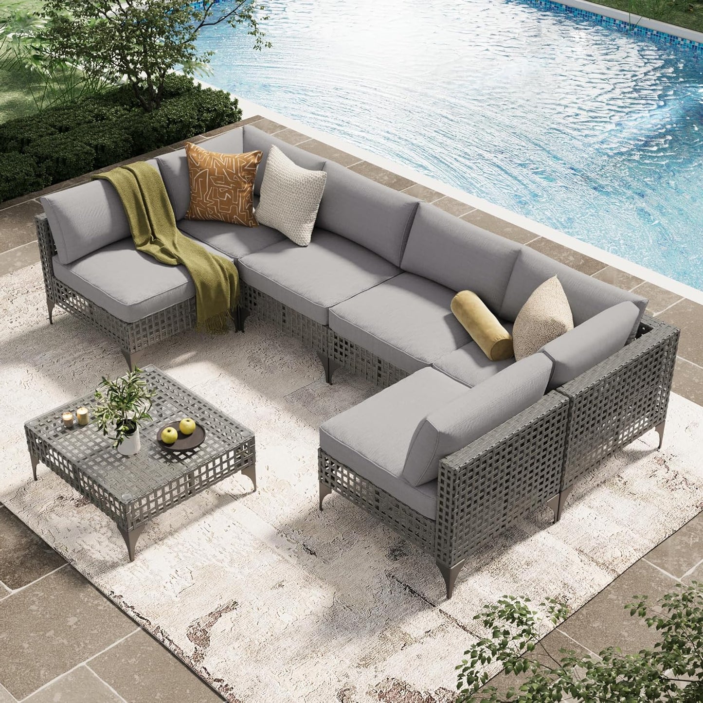 YODOLLA patio furniture sofa set grey