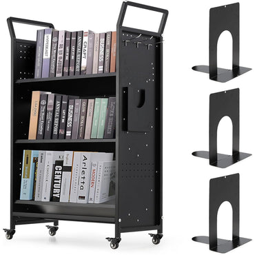 YODOLLA Book Cart with Wheels, 352LBS Rolling Bookshelf Utility Cart