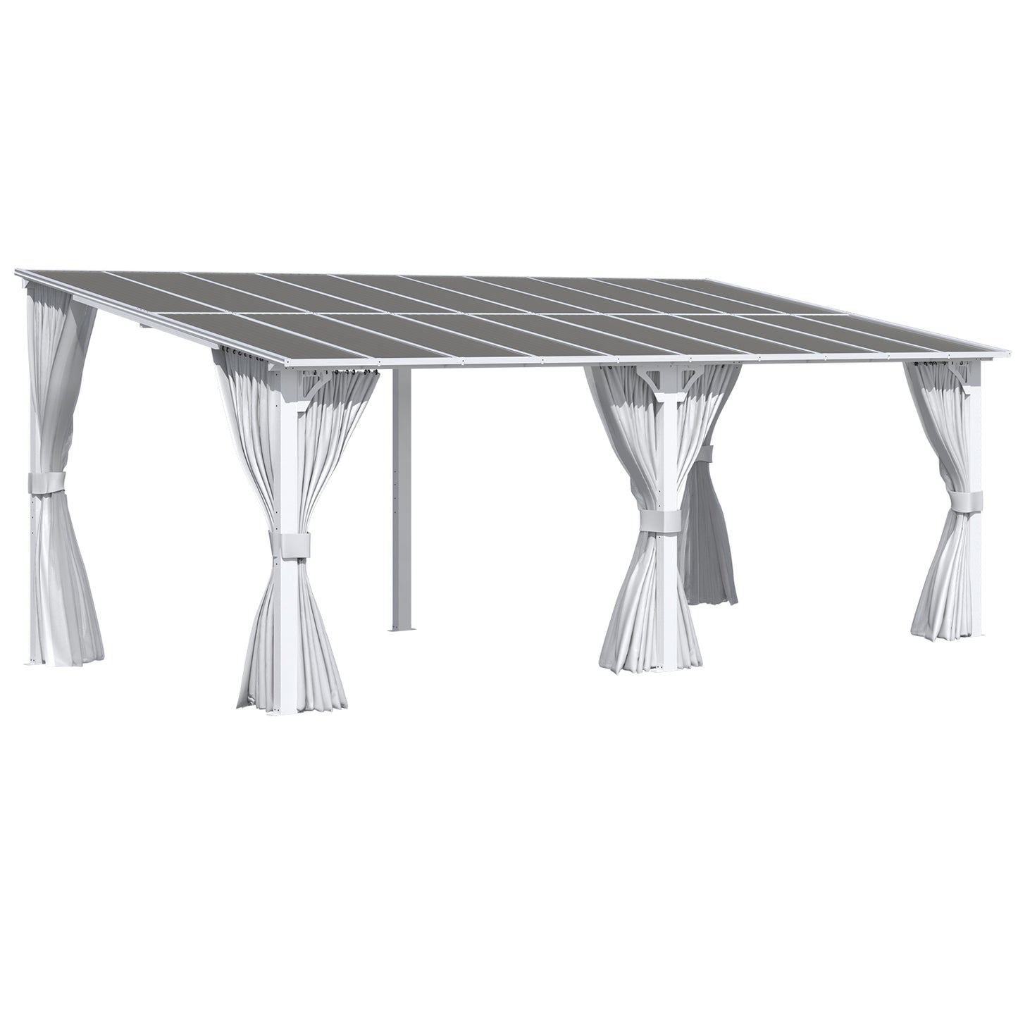 YODOLLA 20'x10' Outdoor Lean to Gazebo Pergola with Curtain and Netting for Patio, White