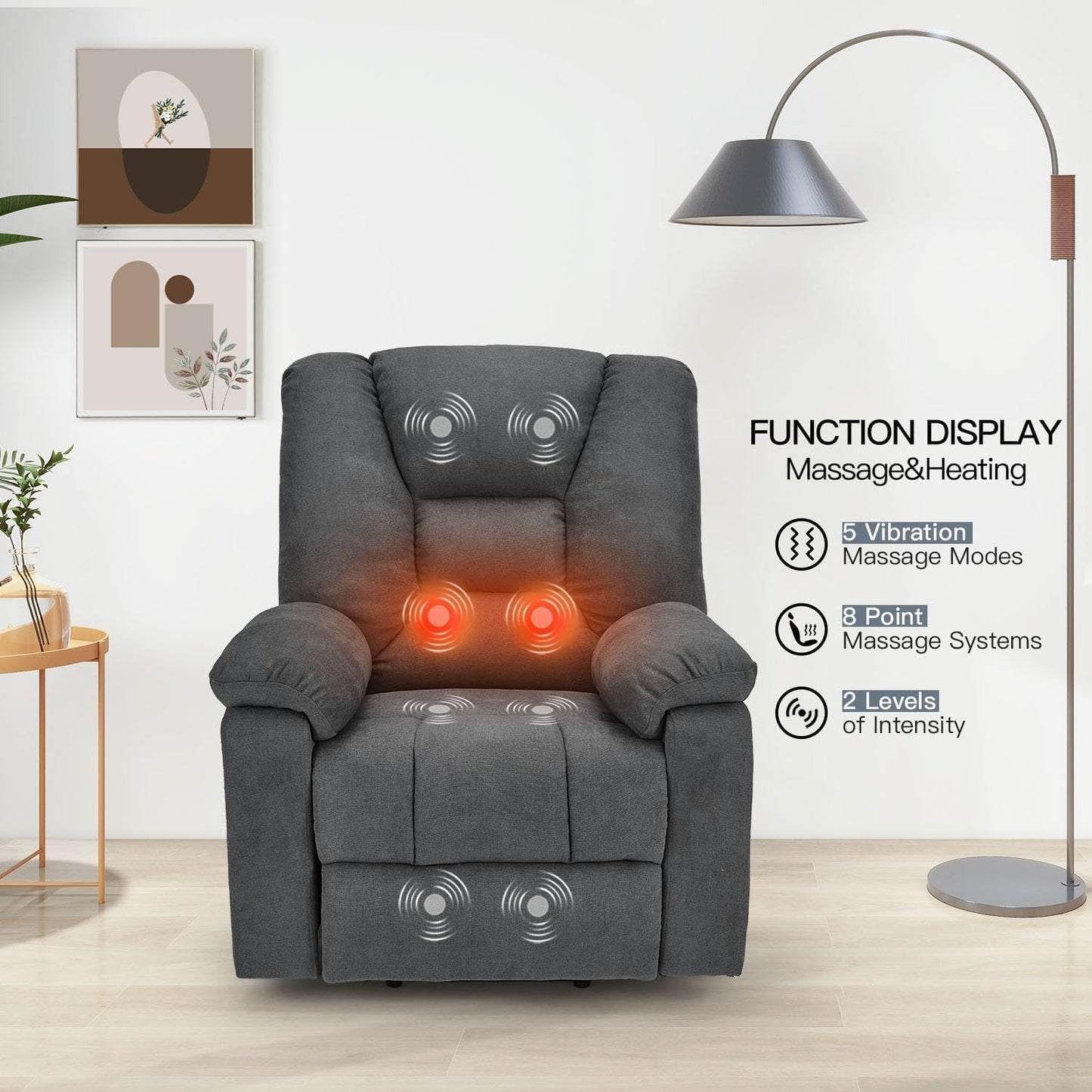 YODOLLA Massage Power Lift Recliner for Elderly, Electric Lift Chair, Carbon Fiber, Grey
