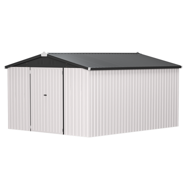 YODOLLA 10x14 Metal Outdoor Storage Garden Shed, White