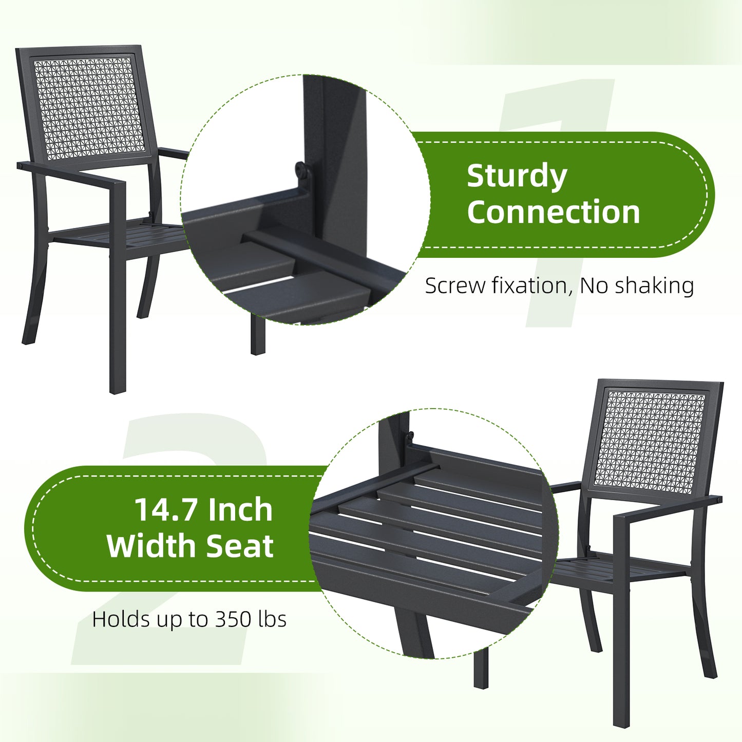 YODOLLA Outdoor Metal Dining Chairs, Set of 4