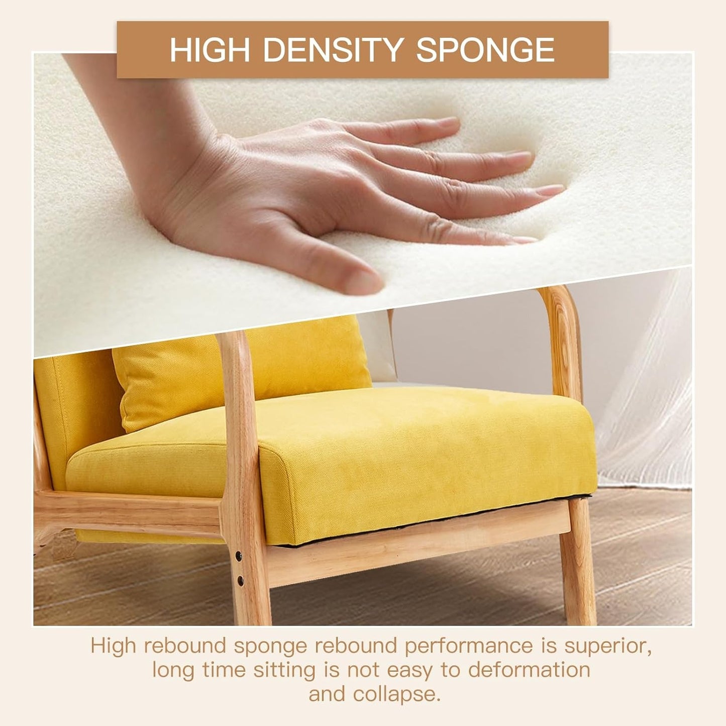 YODOLLA Accent Chair Reading Armchair, Linen Yellow