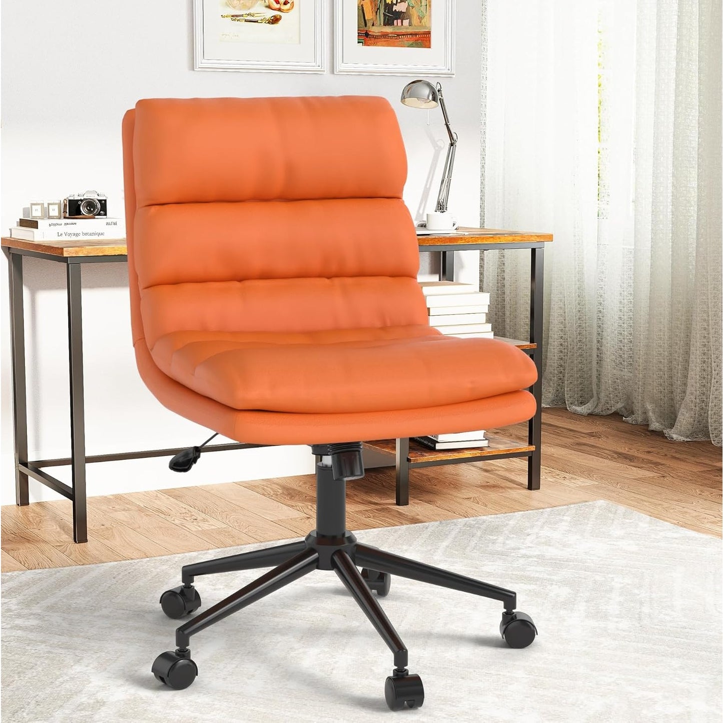 YODOLLA Office Chairs Swivel Desk Chair, PU Leather Orange